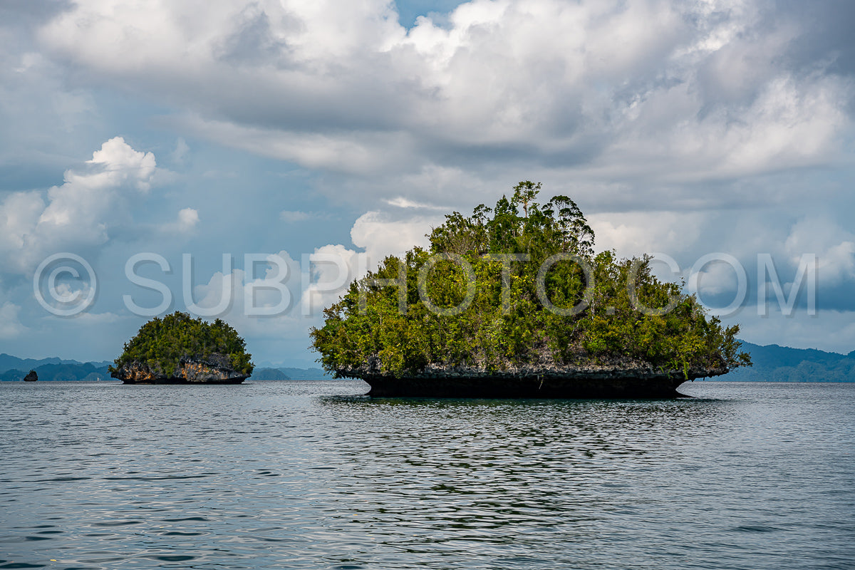 Photo de Waigeo- Kri- Mushroom Island- groupe de petites îles dans un lagon bleu peu profond- Raja Ampat- Papouasie occidentale- Indonésie