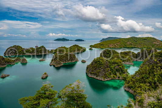 Photo de Waigeo- Kri- Mushroom Island- groupe de petites îles dans un lagon bleu peu profond- Raja Ampat- Papouasie occidentale- Indonésie