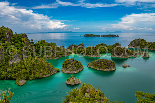 Photo de Waigeo- Kri- Mushroom Island- groupe de petites îles dans un lagon bleu peu profond- Raja Ampat- Papouasie occidentale- Indonésie