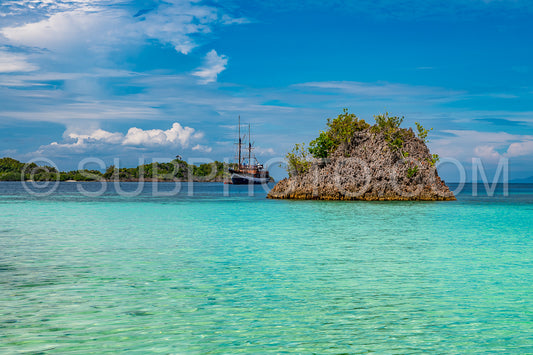 Photo de Waigeo- Kri- Mushroom Island- groupe de petites îles dans un lagon bleu peu profond- Raja Ampat- Papouasie occidentale- Indonésie